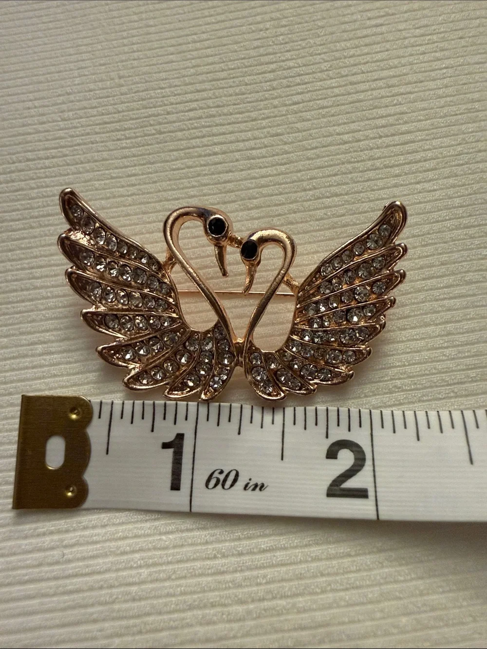 Gold-Tone Crystal Swan Brooch - Elegant Rose Gold Wing Pin